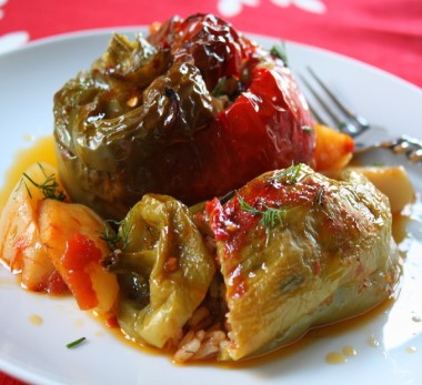 Stuffed tomatoes and bell peppers